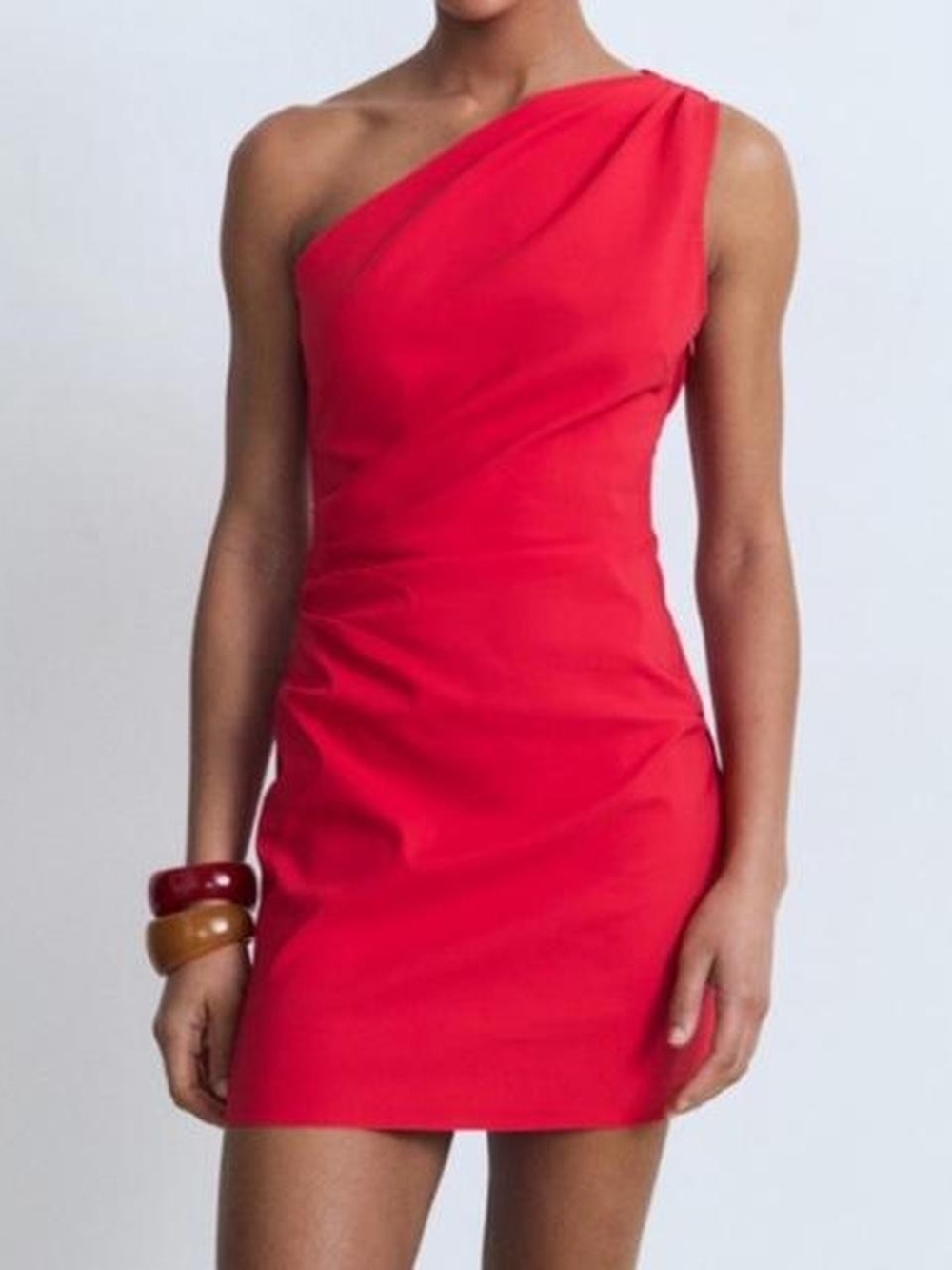 Mango One-Shoulder Red Mini Dress